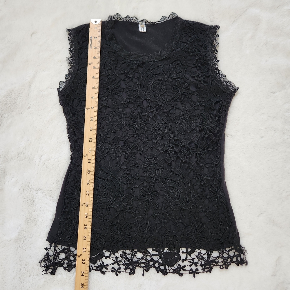 Face &Face embroidery Lace Tank Top Elegant Crew Neck - Picture 8 of 10